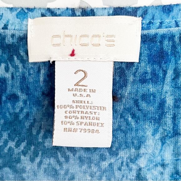 CHICO’S Blue Ikat Print Lace Ruffle Tank Top - Size 2 | Large | 12 - Picture 8 of 9